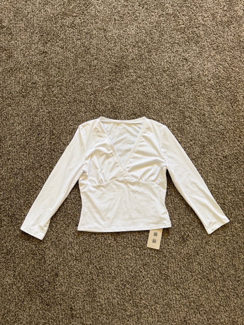 White V Neck Long Sleeve